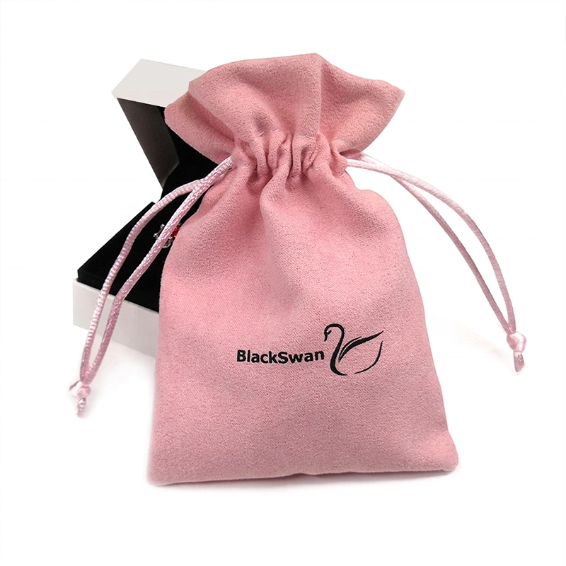 Custom Logo Printed Small Jewelry Velvet Bags Suede Drawstrings Pouch